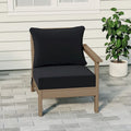 Fauteuil de jardin Polytrends Birchwood All Weather HDPE, assise profonde, aspect bois vieilli, accoudoir droit, avec coussins (1 pièce)