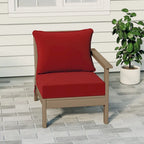 Fauteuil de jardin Polytrends Birchwood All Weather HDPE, assise profonde, aspect bois vieilli, accoudoir droit, avec coussins (1 pièce)