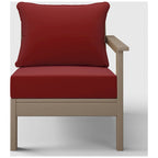 Fauteuil de jardin Polytrends Birchwood All Weather HDPE, assise profonde, aspect bois vieilli, accoudoir droit, avec coussins (1 pièce)