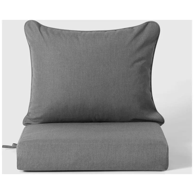 Fauteuil de jardin Polytrends Birchwood All Weather HDPE, assise profonde, aspect bois vieilli, accoudoir droit, avec coussins (1 pièce)
