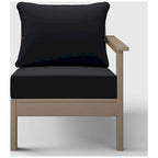 Fauteuil de jardin Polytrends Birchwood All Weather HDPE, assise profonde, aspect bois vieilli, accoudoir droit, avec coussins (1 pièce)