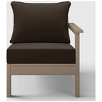 Fauteuil de jardin Polytrends Birchwood All Weather HDPE, assise profonde, aspect bois vieilli, accoudoir droit, avec coussins (1 pièce)