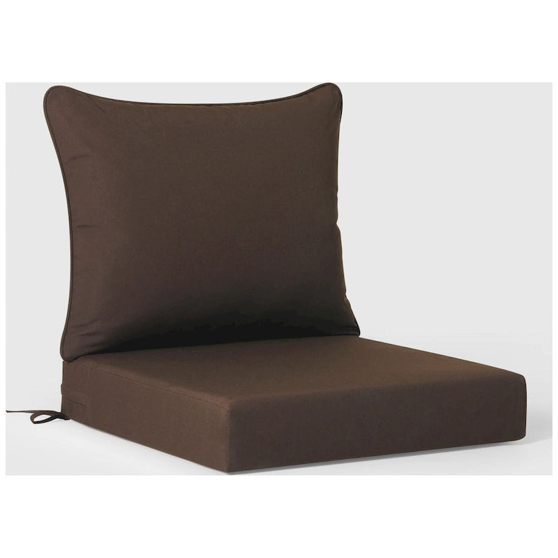 Fauteuil de jardin Polytrends Birchwood All Weather HDPE, assise profonde, aspect bois vieilli, accoudoir droit, avec coussins (1 pièce)