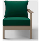 Fauteuil de jardin Polytrends Birchwood All Weather HDPE, assise profonde, aspect bois vieilli, accoudoir droit, avec coussins (1 pièce)