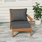 Fauteuil de jardin Polytrends Birchwood en polyéthylène haute densité (PEHD) résistant aux intempéries, assise profonde, accoudoir droit, avec coussins (1 pièce)