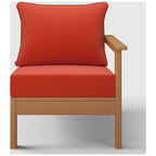 Fauteuil de jardin Polytrends Birchwood en polyéthylène haute densité (PEHD) résistant aux intempéries, assise profonde, accoudoir droit, avec coussins (1 pièce)