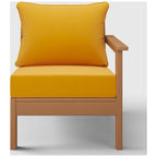 Fauteuil de jardin Polytrends Birchwood en polyéthylène haute densité (PEHD) résistant aux intempéries, assise profonde, accoudoir droit, avec coussins (1 pièce)