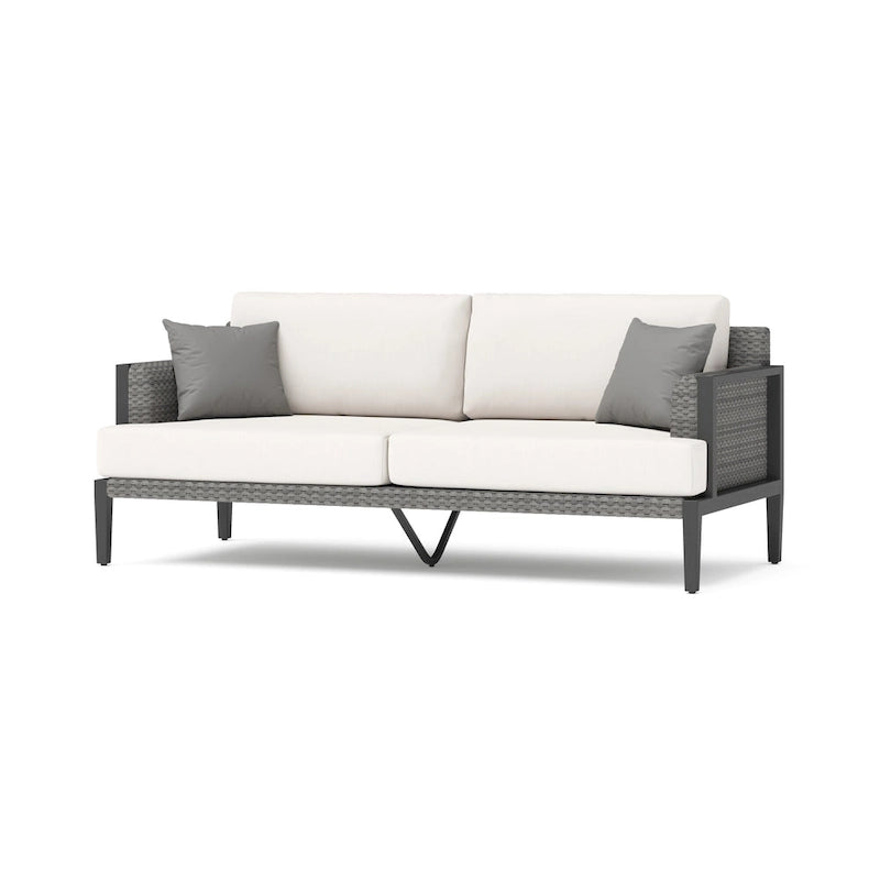 Ensemble de salon de jardin Vistano 4 pièces Sunbrella avec foyer extérieur - Gris