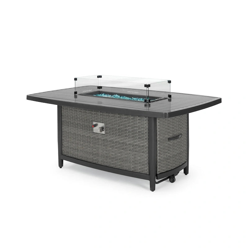 Ensemble de salon de jardin Vistano 4 pièces Sunbrella avec foyer extérieur - Gris