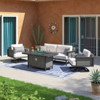 Ensemble de salon de jardin Vistano 4 pièces Sunbrella avec foyer extérieur - Gris