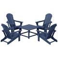 Ensemble de conversation Polytrends Laguna Outdoor 5 pièces comprenant une chaise Adirondack et une table basse carrée.