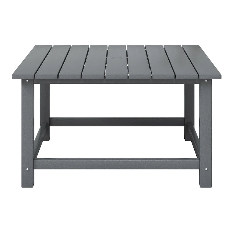 Ensemble de conversation Polytrends Laguna Outdoor 5 pièces comprenant une chaise Adirondack et une table basse carrée.