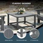 Ensemble de conversation Polytrends Laguna Outdoor 5 pièces comprenant une chaise Adirondack et une table basse carrée.