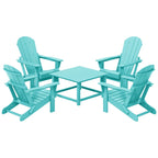 Ensemble de conversation Polytrends Laguna Outdoor 5 pièces comprenant une chaise Adirondack et une table basse carrée.