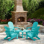Ensemble de conversation Polytrends Laguna Outdoor 5 pièces comprenant une chaise Adirondack et une table basse carrée.