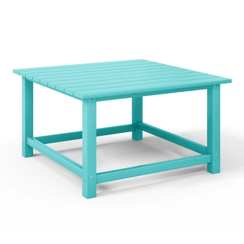 Ensemble de conversation Polytrends Laguna Outdoor 5 pièces comprenant une chaise Adirondack et une table basse carrée.
