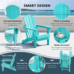 Ensemble de conversation Polytrends Laguna Outdoor 5 pièces comprenant une chaise Adirondack et une table basse carrée.