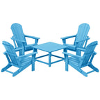 Ensemble de conversation Polytrends Laguna Outdoor 5 pièces comprenant une chaise Adirondack et une table basse carrée.