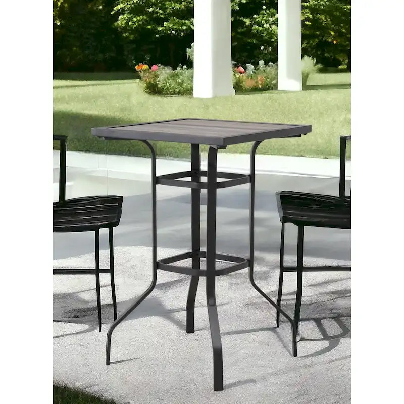 Table bistro carrée d'extérieur en métal marron et noir HomeRoots 25