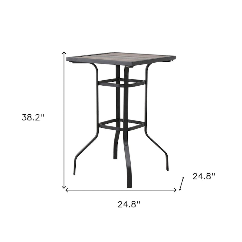Table bistro carrée d'extérieur en métal marron et noir HomeRoots 25