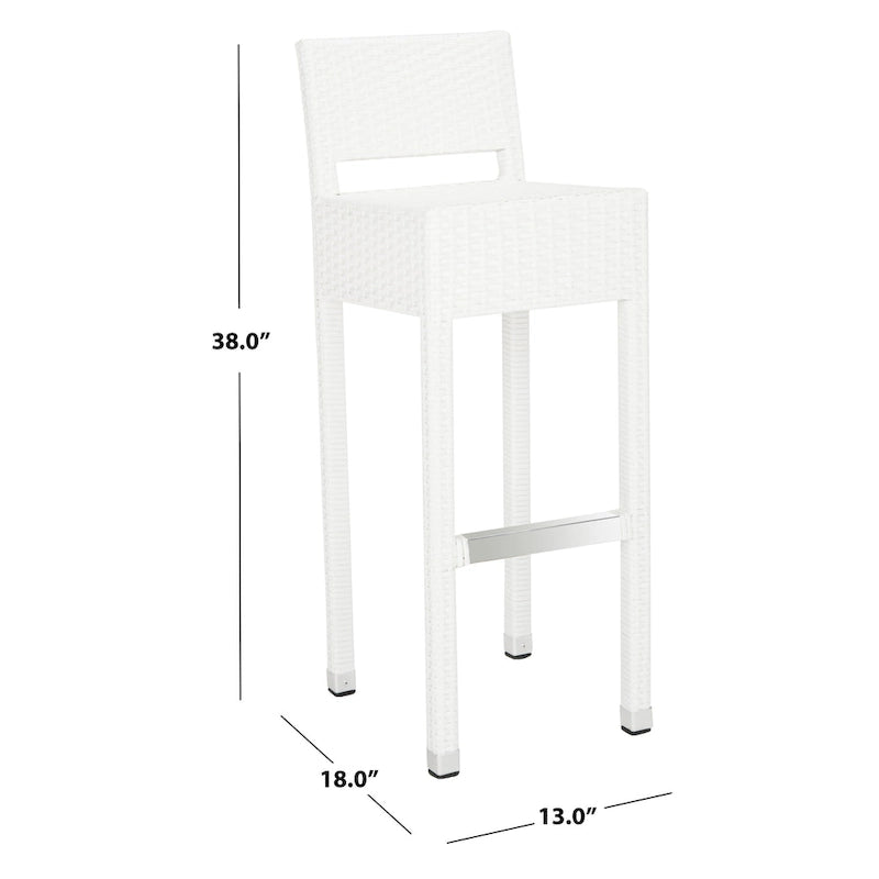 Tabouret de bar empilable gris SAFAVIEH Landry pour intérieur/extérieur, 76 cm (30 po) - 33 cm (13 po) L x 46 cm (18 po) P x 97 cm (38 po) H