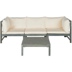 SAFAVIEH Outdoor Living Lynwood Modular Ash Grey Acacia Wood 4-piece Beige Cushion Sectional Set - 27 W x 27 D x 27 H