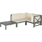 Ensemble de canapé d'angle modulaire 4 pièces Lynwood en bois d'acacia gris cendré avec coussins beiges SAFAVIEH Outdoor Living - 68,5 cm L x 68,5 cm P x 68,5 cm H