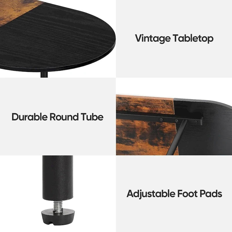 Table basse ovale de style Mid-Century avec rangement à 2 niveaux pour petits espaces