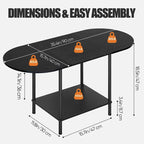 Table basse ovale de style Mid-Century avec rangement à 2 niveaux pour petits espaces