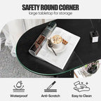 Table basse ovale de style Mid-Century avec rangement à 2 niveaux pour petits espaces