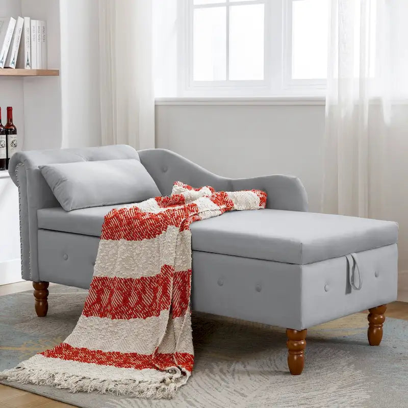 Coussin de rangement, méridienne en velours, méridienne moderne à accoudoirs arrondis