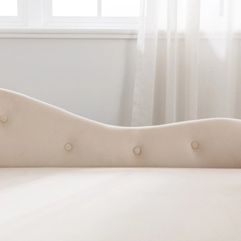 Coussin de rangement, méridienne en velours, méridienne moderne à accoudoirs arrondis