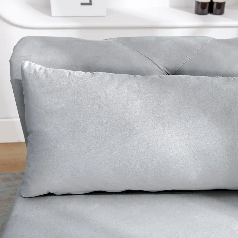 Coussin de rangement, méridienne en velours, méridienne moderne à accoudoirs arrondis
