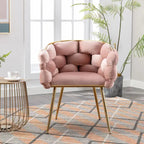 Fauteuil de chambre moderne de luxe en velours, tabouret de coiffeuse.