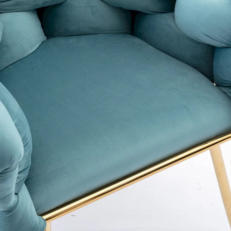 Fauteuil de chambre moderne de luxe en velours, tabouret de coiffeuse.
