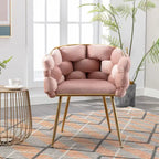 Fauteuil de chambre moderne de luxe en velours, tabouret de coiffeuse.