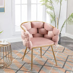 Fauteuil de chambre moderne de luxe en velours, tabouret de coiffeuse.