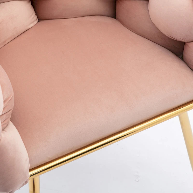 Fauteuil de chambre moderne de luxe en velours, tabouret de coiffeuse.