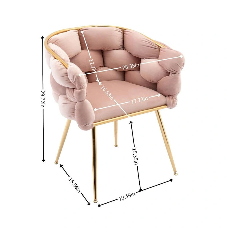 Fauteuil de chambre moderne de luxe en velours, tabouret de coiffeuse.