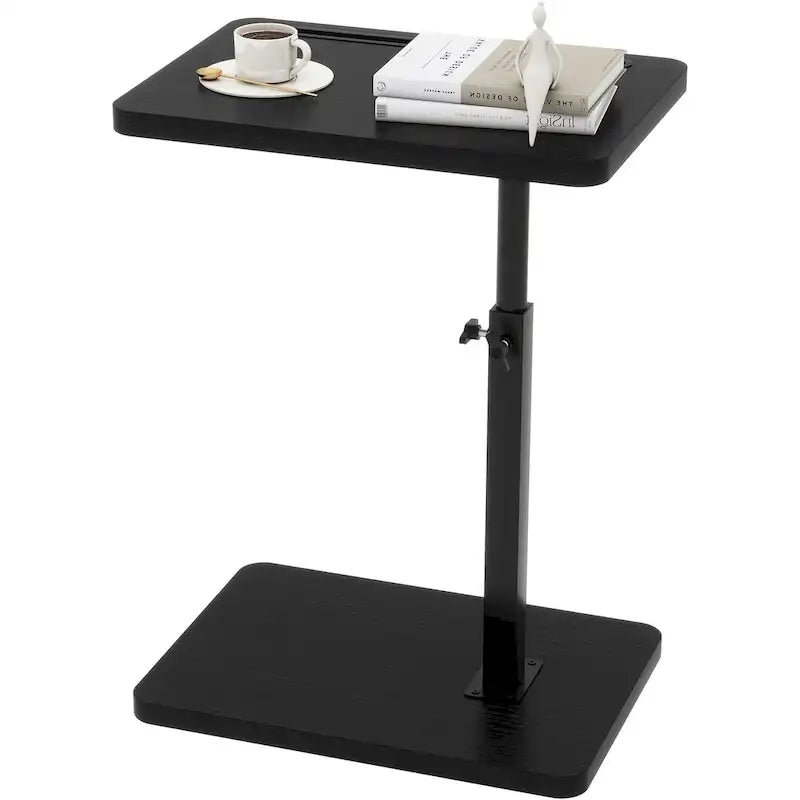 Table d'appoint réglable en forme de C avec rotation à 360° et fente pour téléphone pour canapé/lit