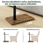 Table d'appoint réglable en forme de C avec rotation à 360° et fente pour téléphone pour canapé/lit