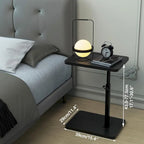 Table d'appoint réglable en forme de C avec rotation à 360° et fente pour téléphone pour canapé/lit