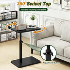Table d'appoint réglable en forme de C avec rotation à 360° et fente pour téléphone pour canapé/lit