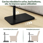 Table d'appoint réglable en forme de C avec rotation à 360° et fente pour téléphone pour canapé/lit