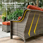 Ensemble de mobilier de jardin en résine tressée XIZZI 6 pièces avec table foyer