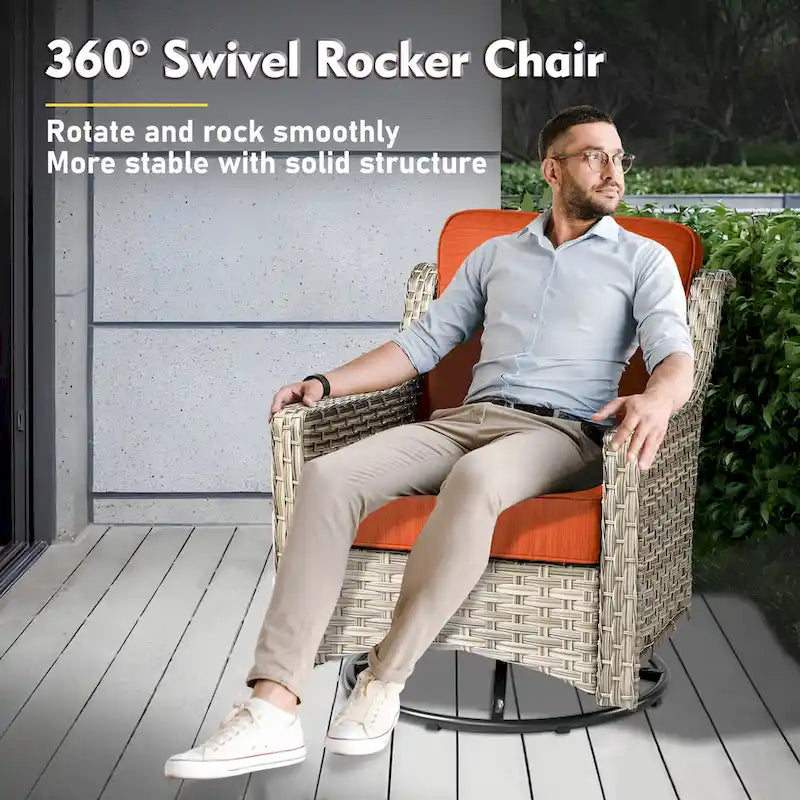 Ensemble de mobilier de jardin en résine tressée XIZZI 6 pièces avec table foyer