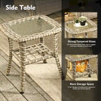 Ensemble de mobilier de jardin en résine tressée XIZZI 6 pièces avec table foyer