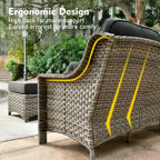 Ensemble de mobilier de jardin en résine tressée XIZZI 6 pièces avec table foyer