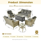 Ensemble de mobilier de jardin en résine tressée XIZZI 6 pièces avec table foyer
