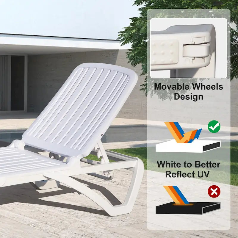 Chaise longue d'extérieur, fauteuil de piscine inclinable réglable en plastique, chaise longue de piscine, chaise longue de bronzage